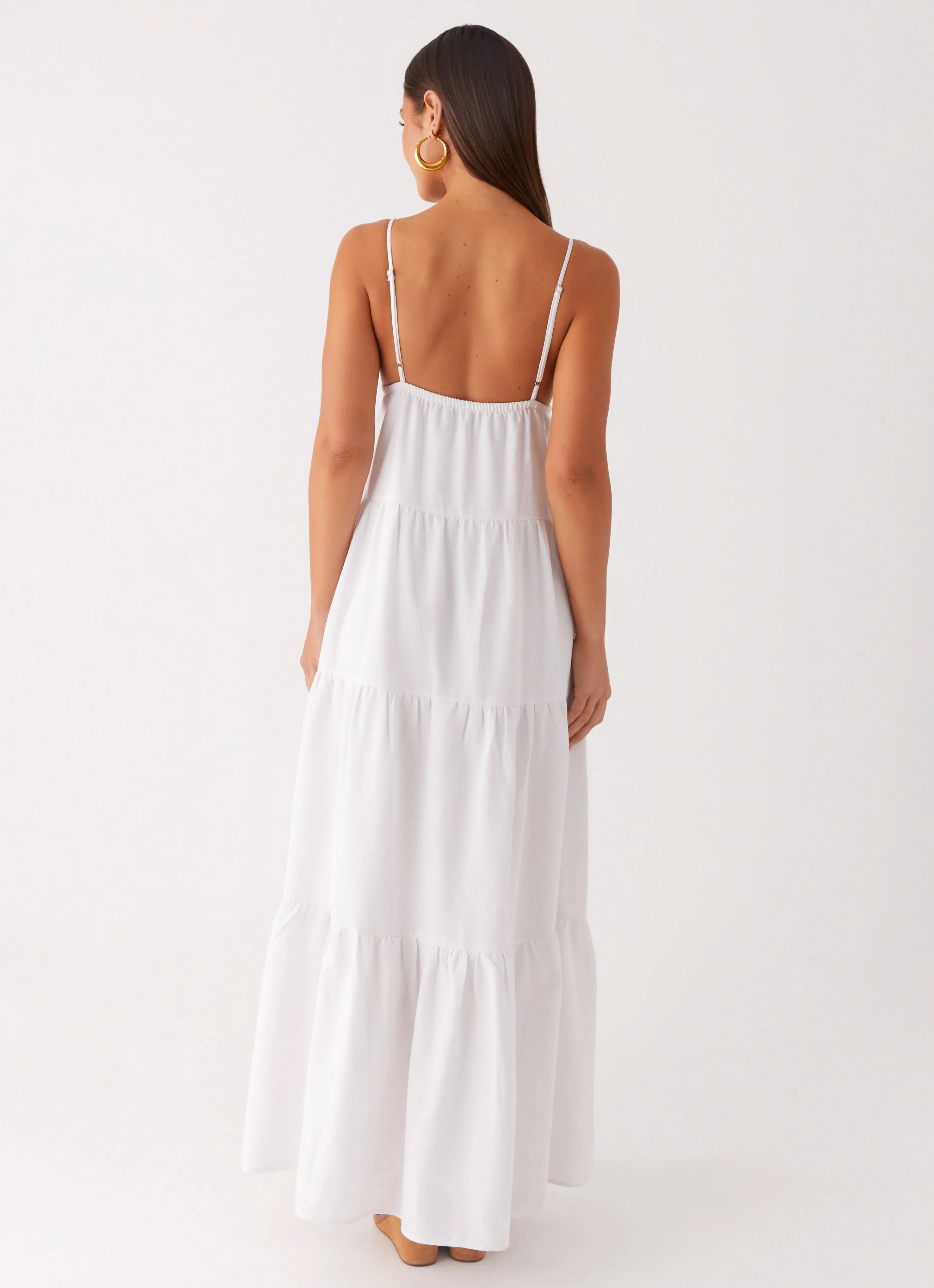 Lotty Linen Maxi Dress - White