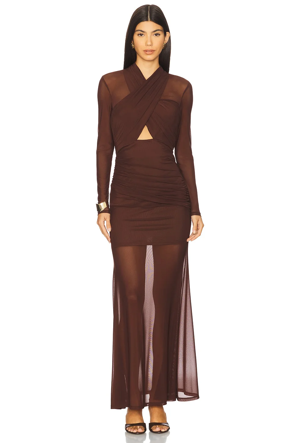 Veria Wrap Mesh Maxi Dress