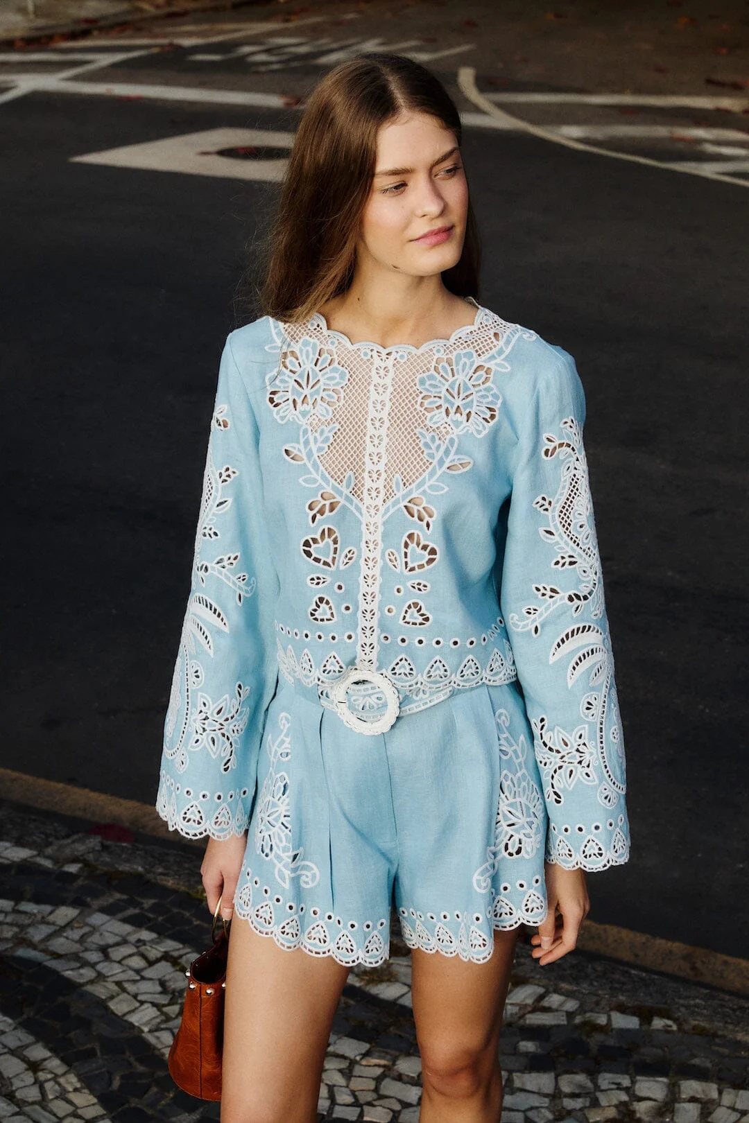 Light Blue Romantic Richelieu Shorts