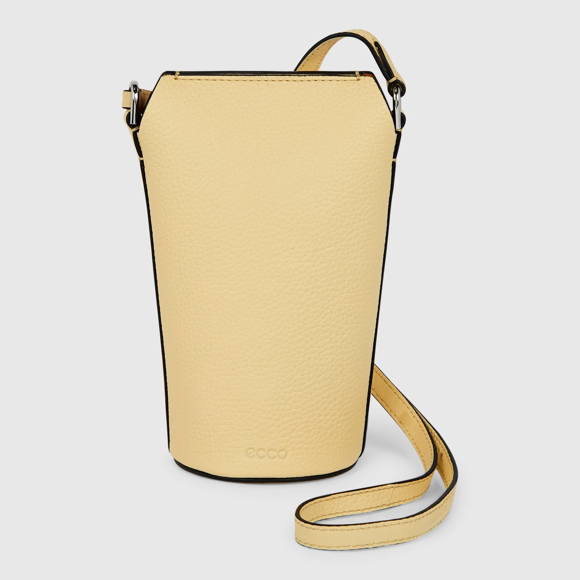 ECCO Pot Bag Umhängetasche aus Leder Gelb 9X19X9 cm