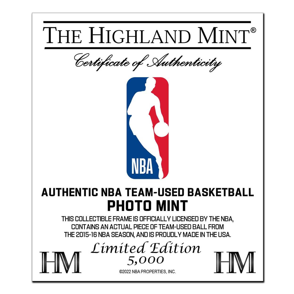 Highland Mint NBA Logos & Team-Used Basketball Frame