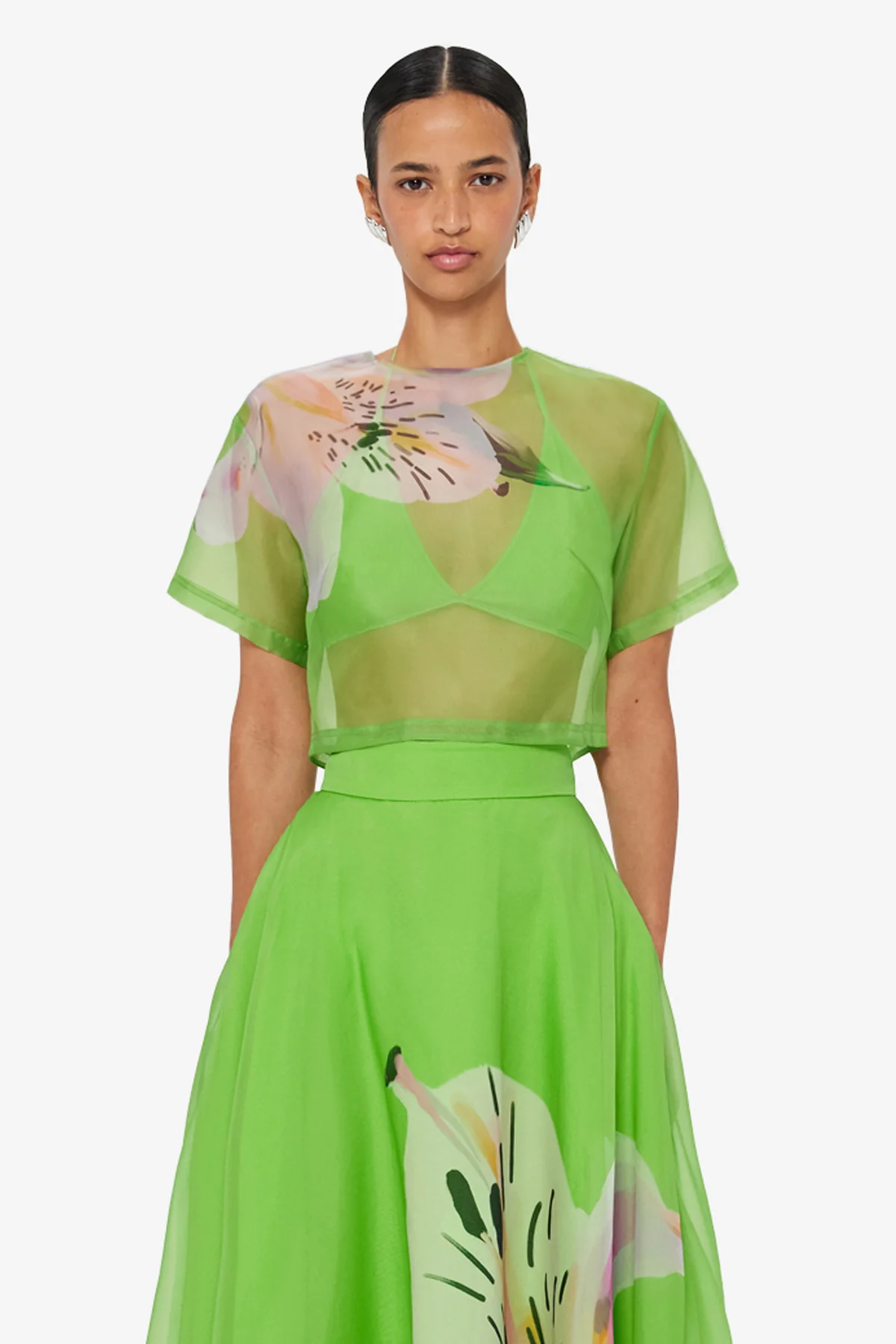 Indie Sleeve Top - Lily Print in Parakeet