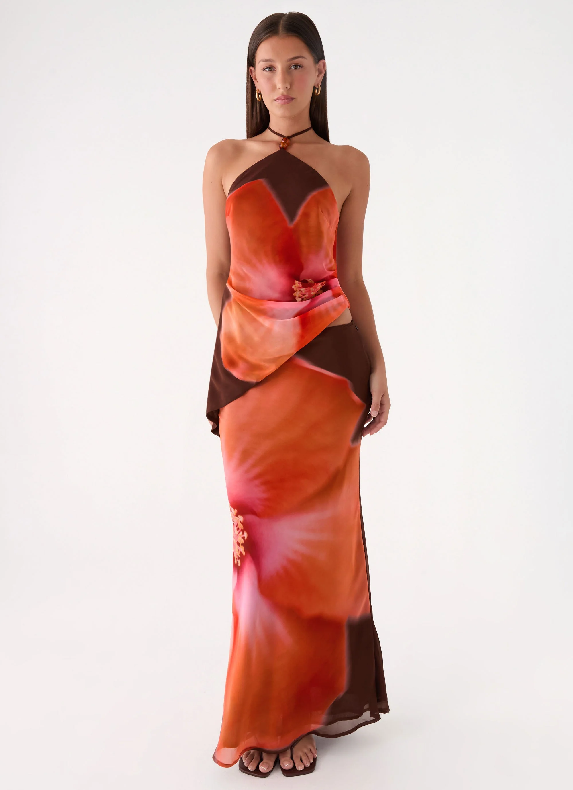 Plot Twist Maxi Skirt - Chocolate Blossom