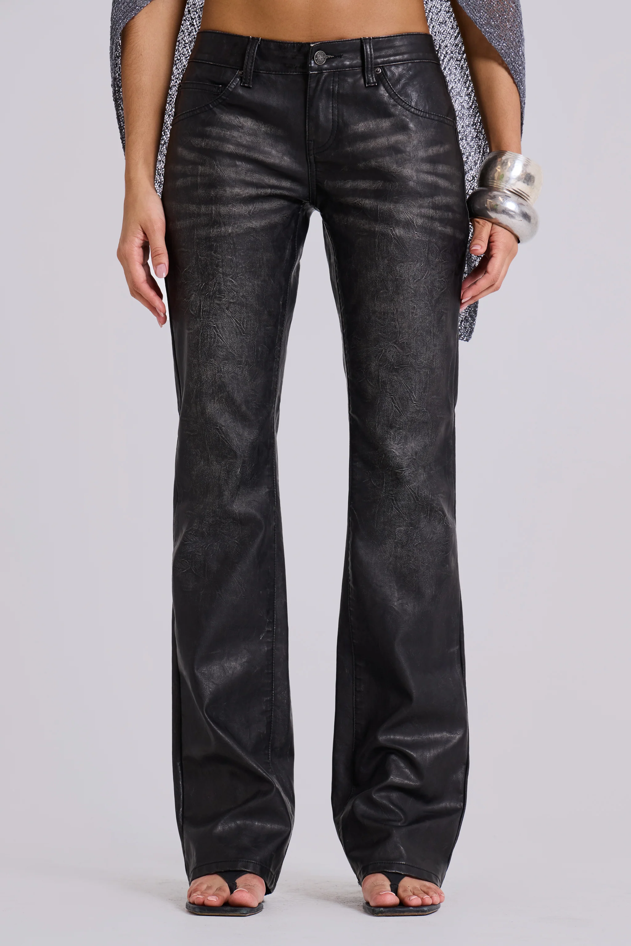 Black Cooper PU Bootcut Jeans