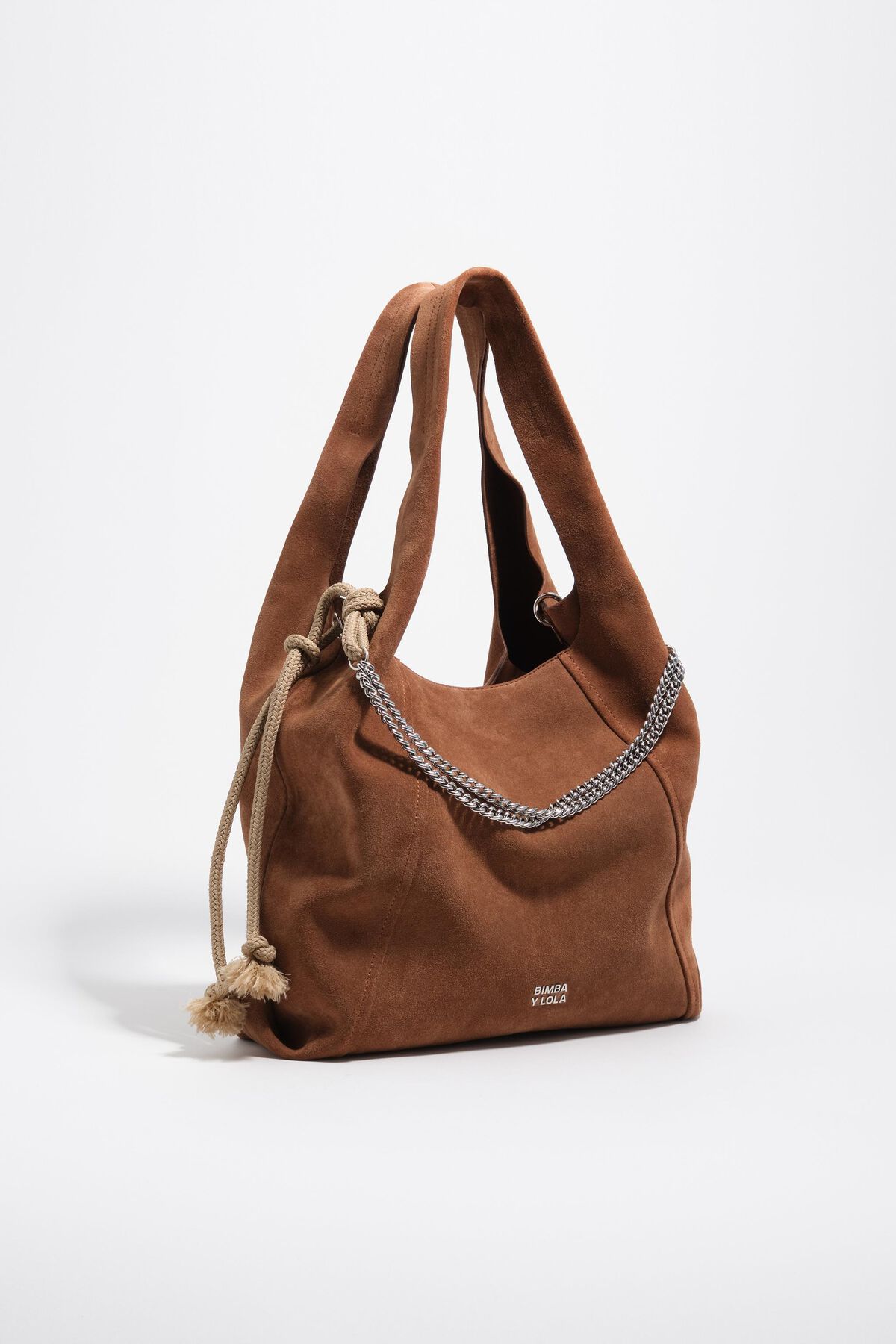 Chestnut large suede Paper bag