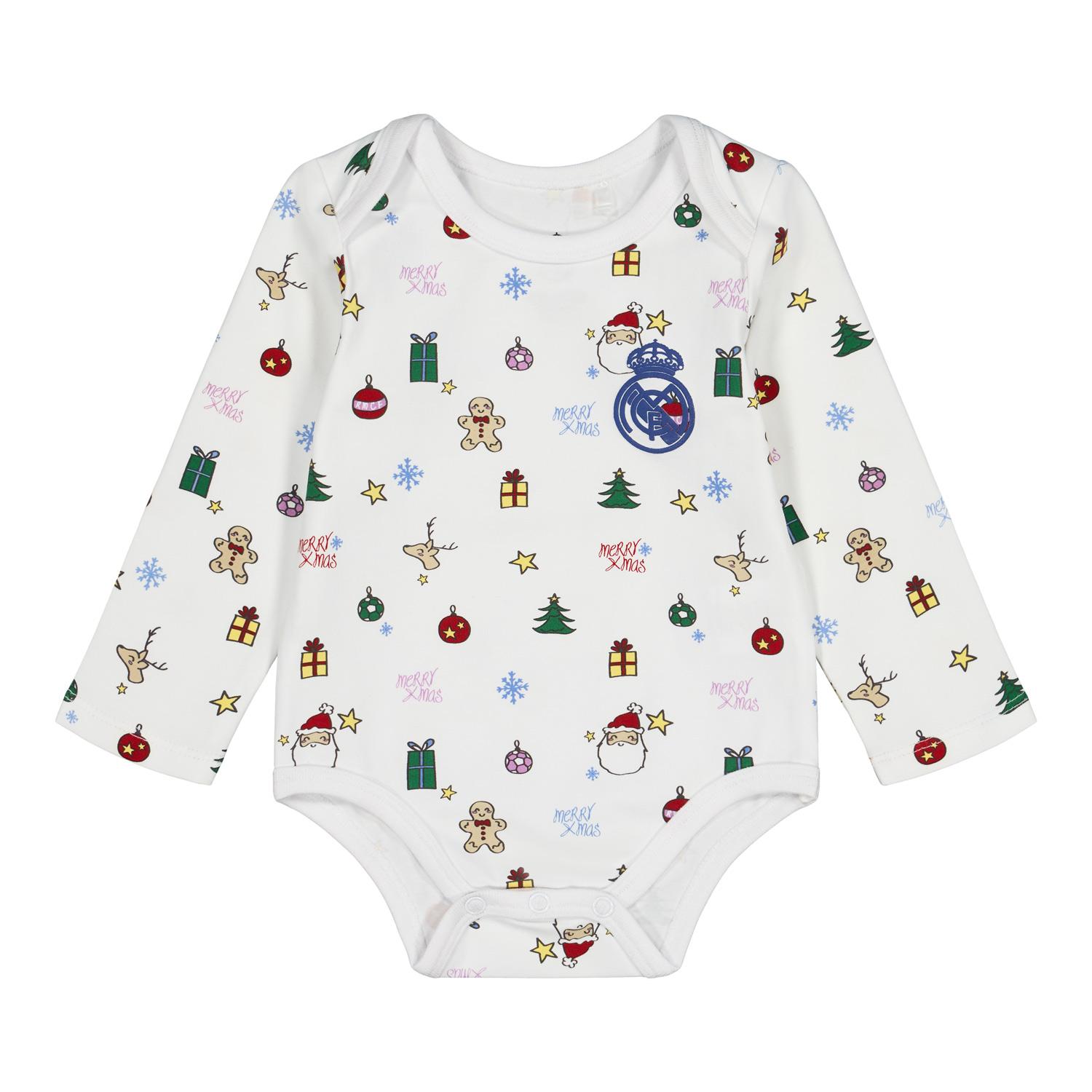 Baby Xmas Body Long Sleeve White/Navy