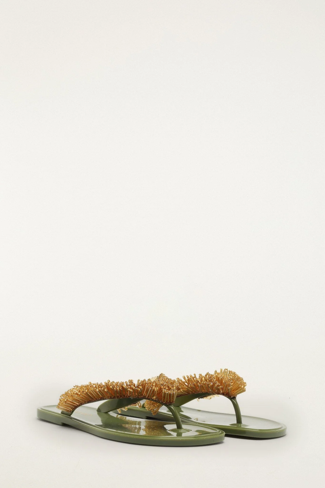 Green Beaded Splash Jelly Sandal