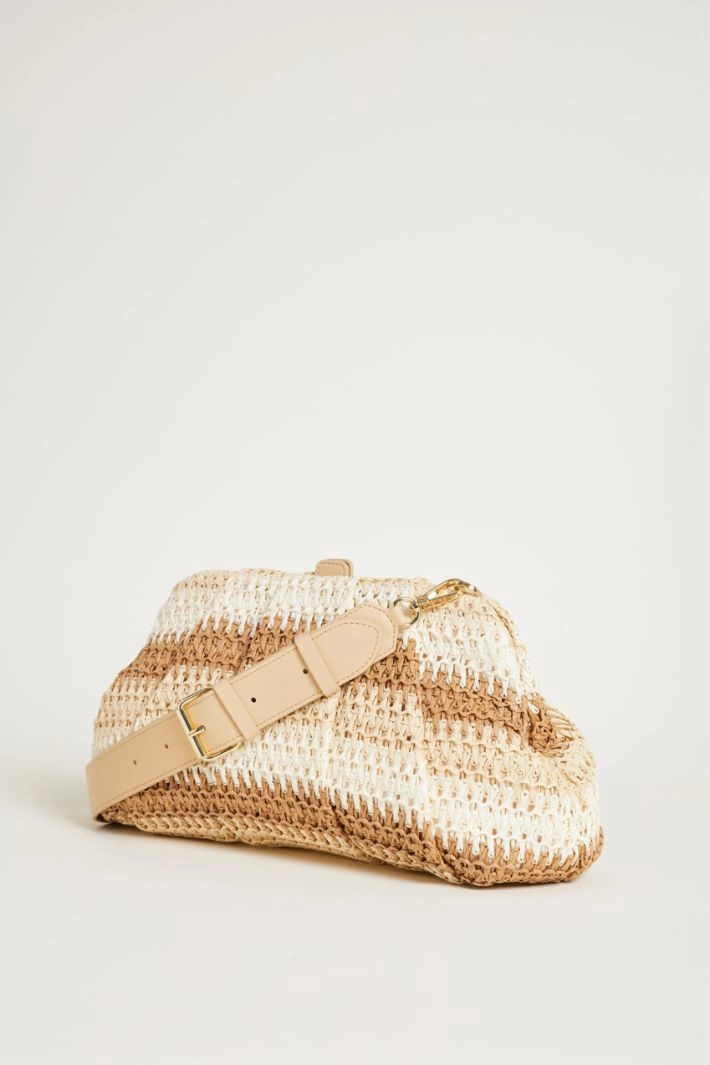 Multicolour raffia-effect bag - WHITE CAMEL