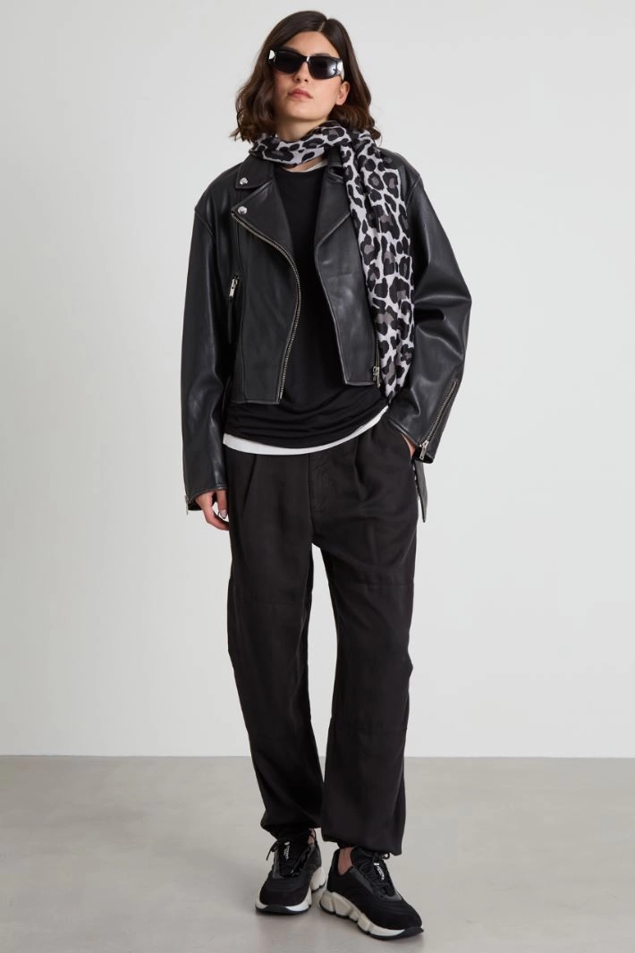 Animal print scarf - GREY BLACK
