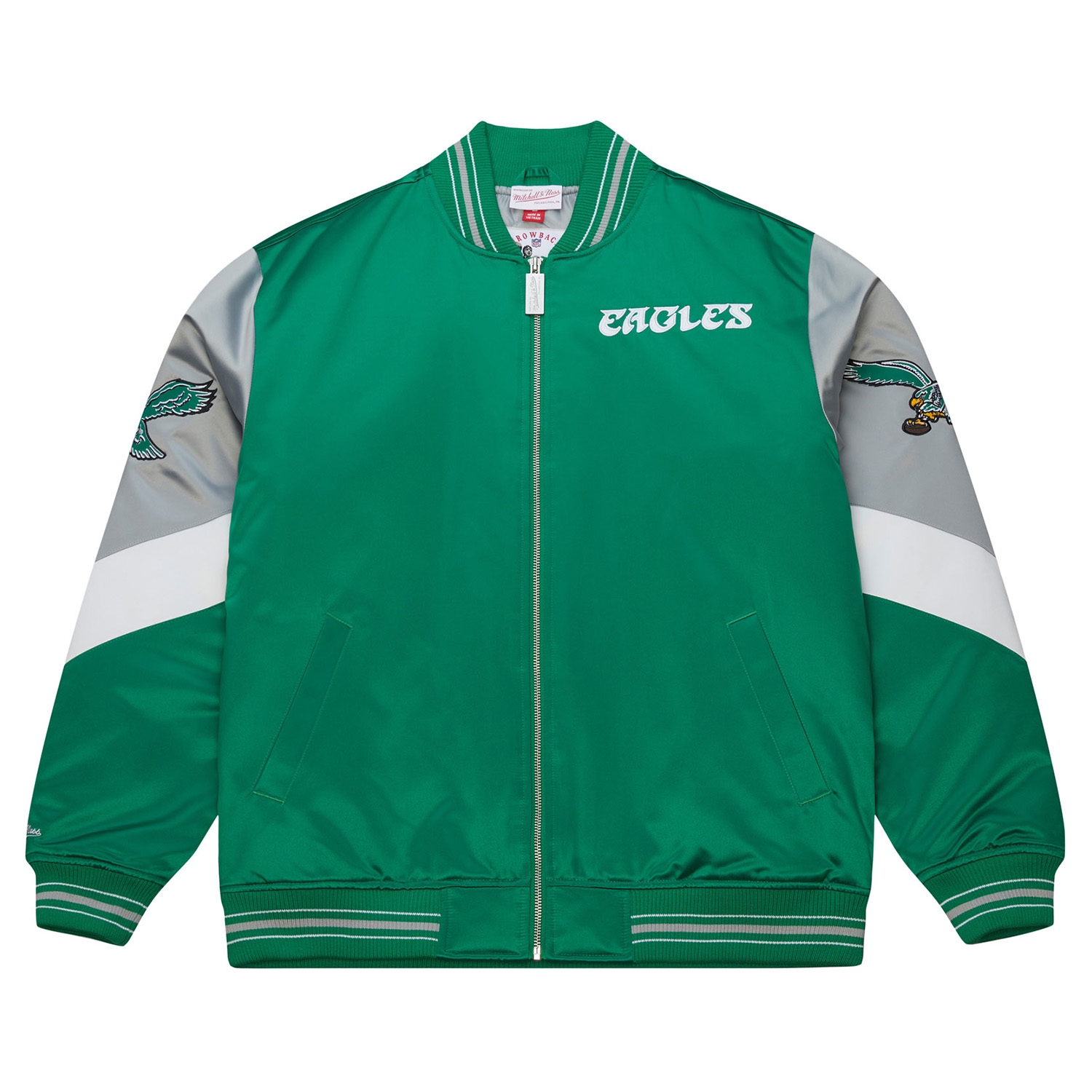 Philadelphia Eagles Throw it Back Heavyweight Satin NFL Jacket Green