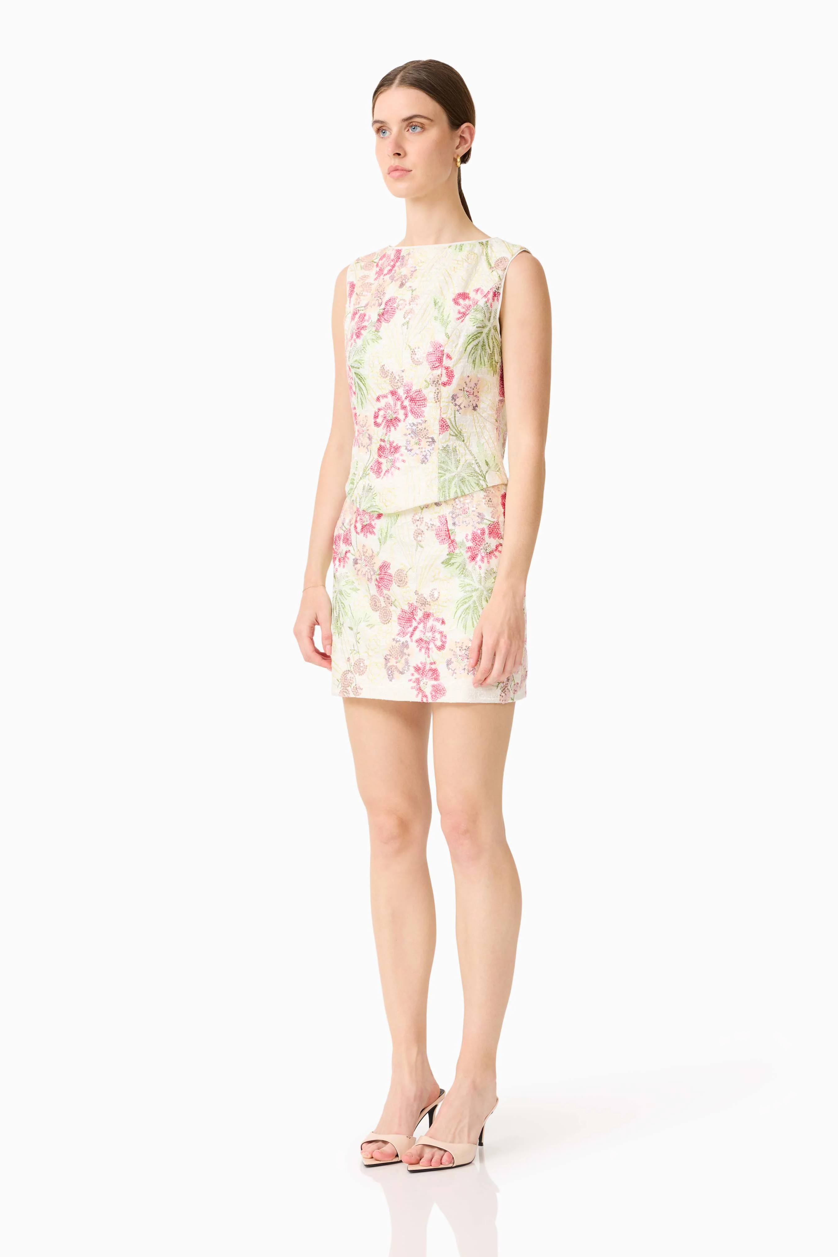 Greta Embroidered Set in Cream & Pink Floral