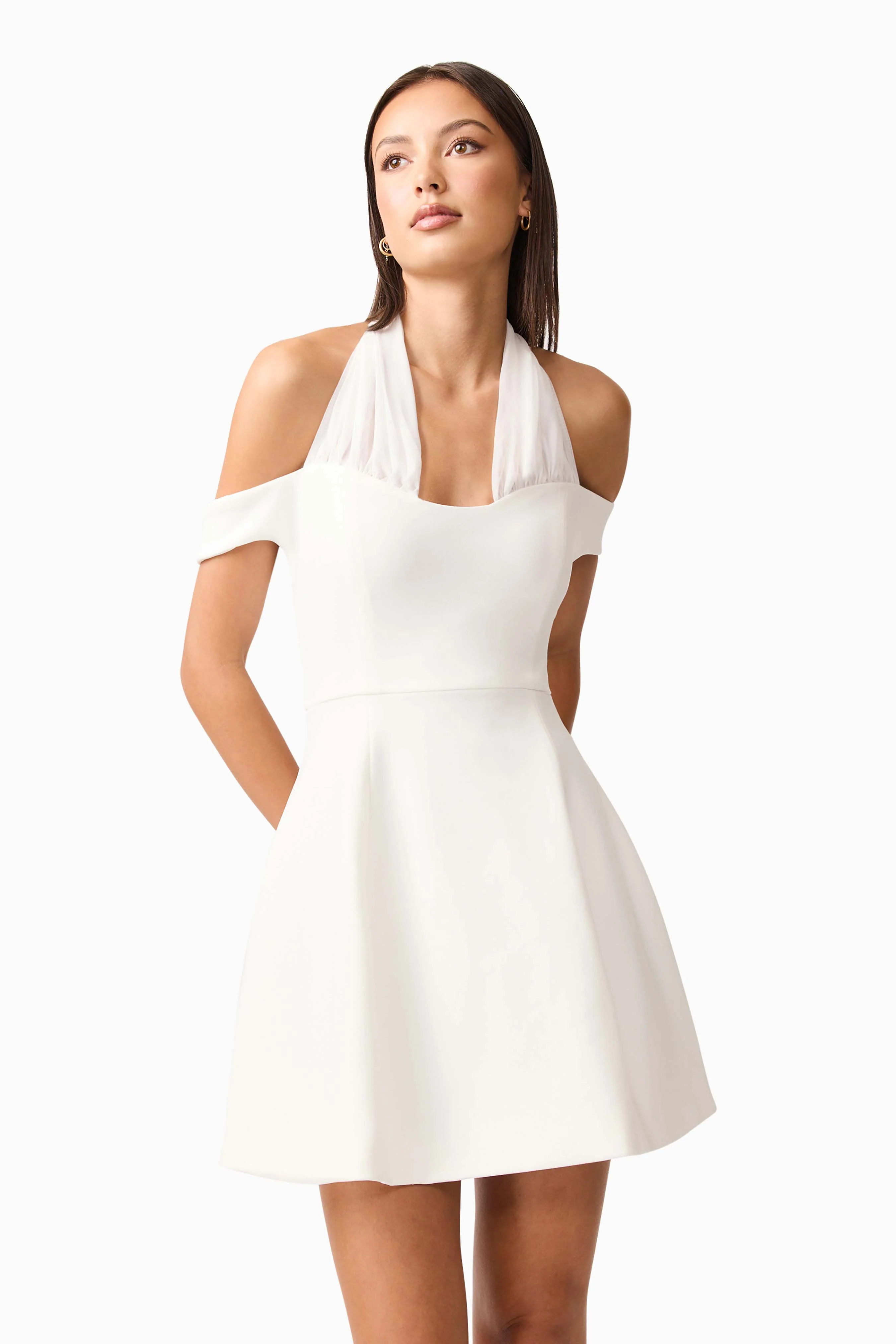 Ruby Halter Mini Dress in White