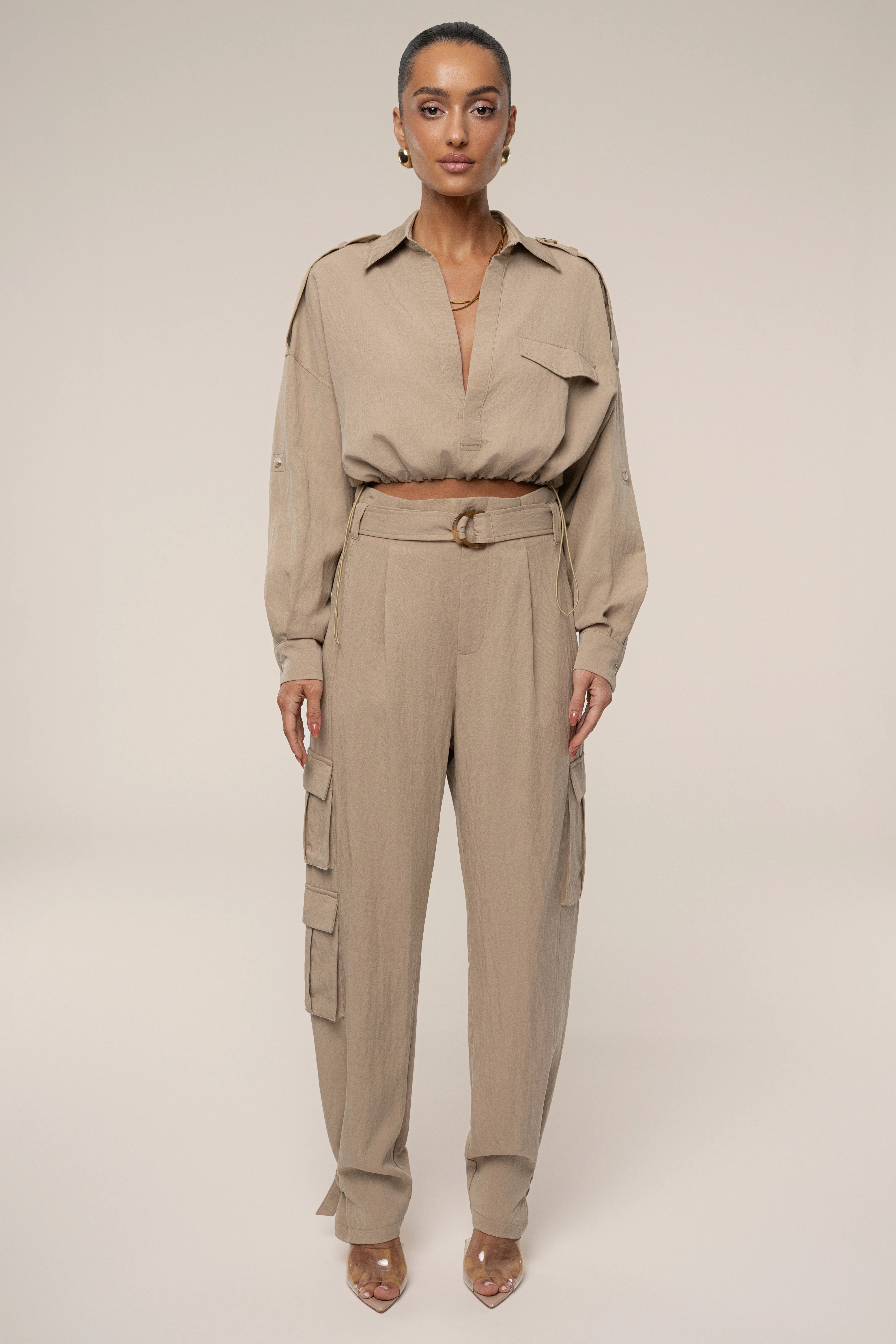 Tan Boundless Belted Cargo Pants