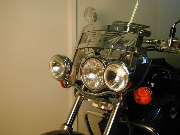 Hepco & Becker Twinlight (road) lights with bracket and cable - chromeRef : HBE04538A / 400956 00 02