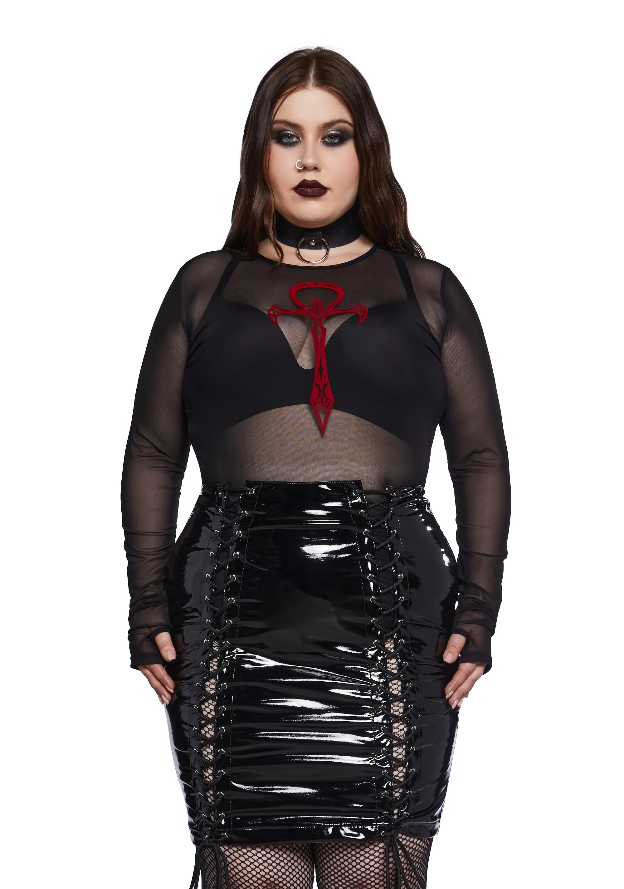 Blood Moon Rising Mesh Top - Black