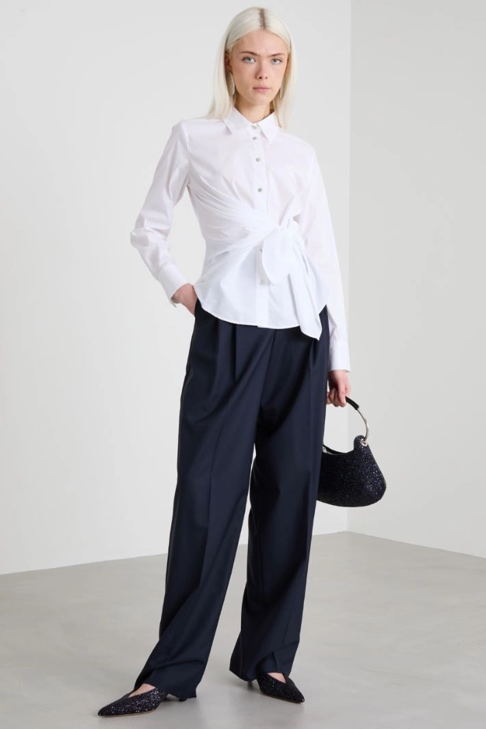 Gabardine wool trousers - NIGHT BLUE