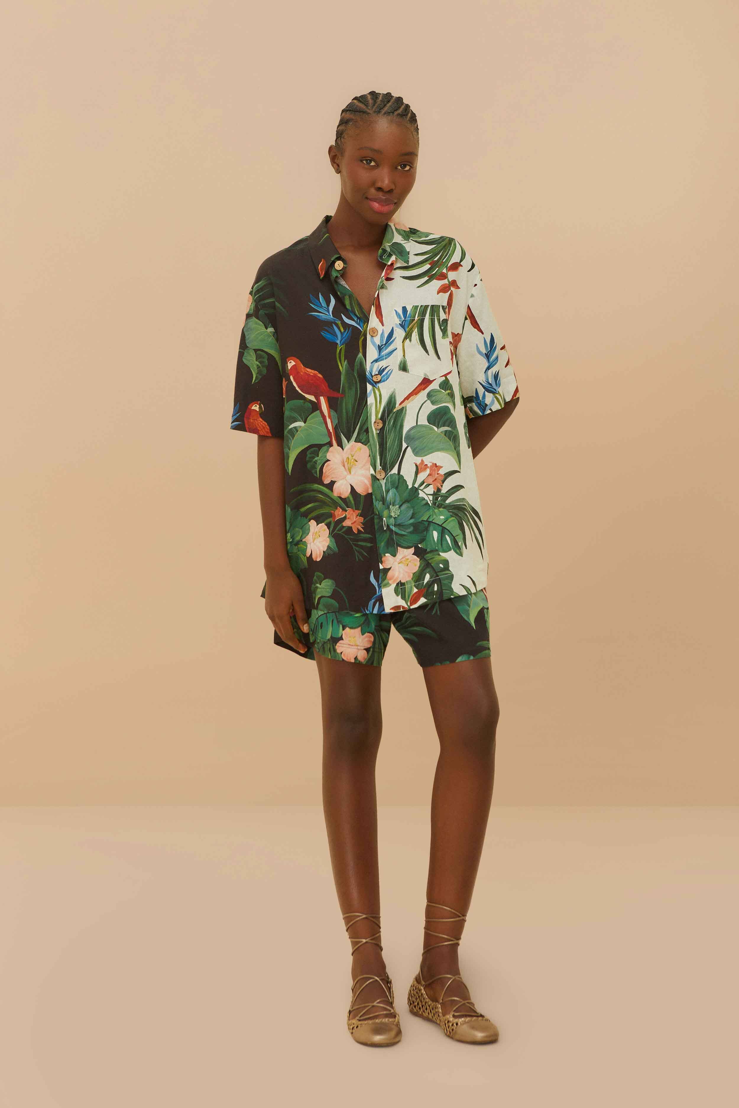 Black Midnight Macaw Fiesta Shorts