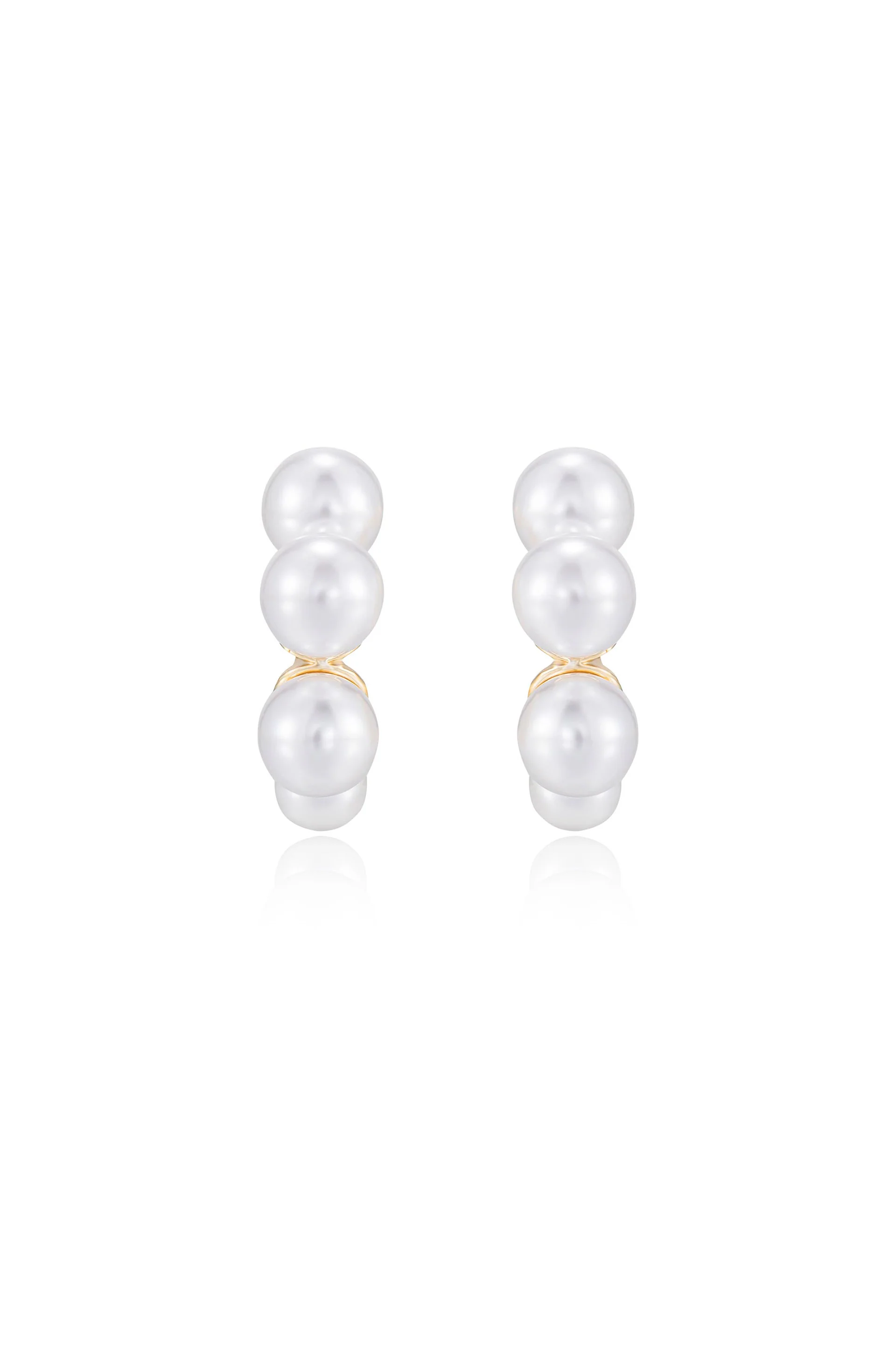 Five Pearls Hoop Earrings