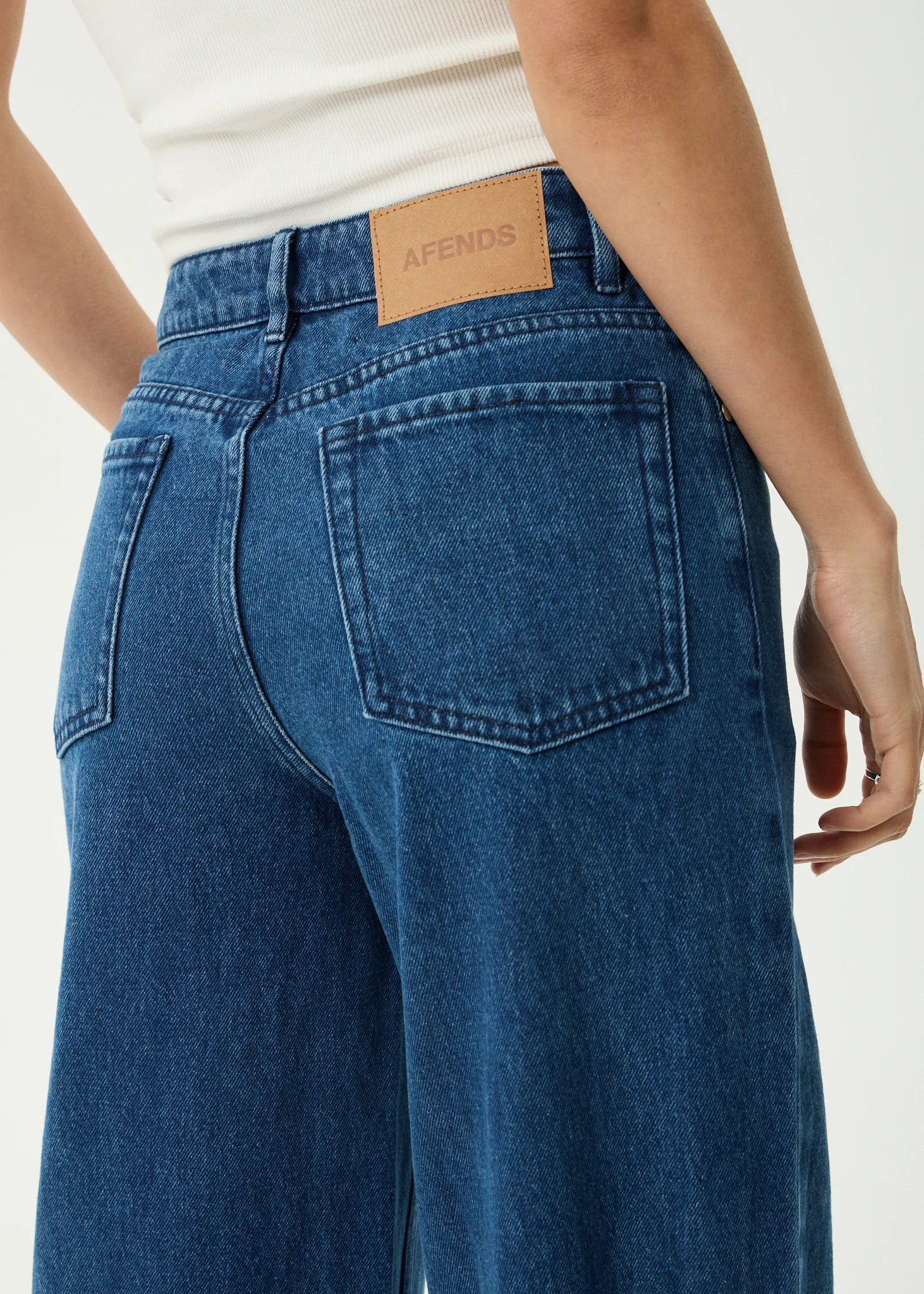AFENDS Womens Bella - Denim Wide Leg Jean - Authentic Blue