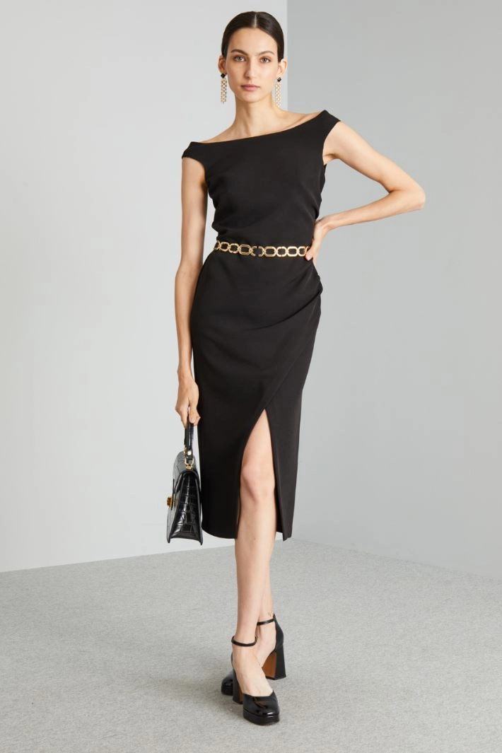 Boat neck sheath dress - BLACK
