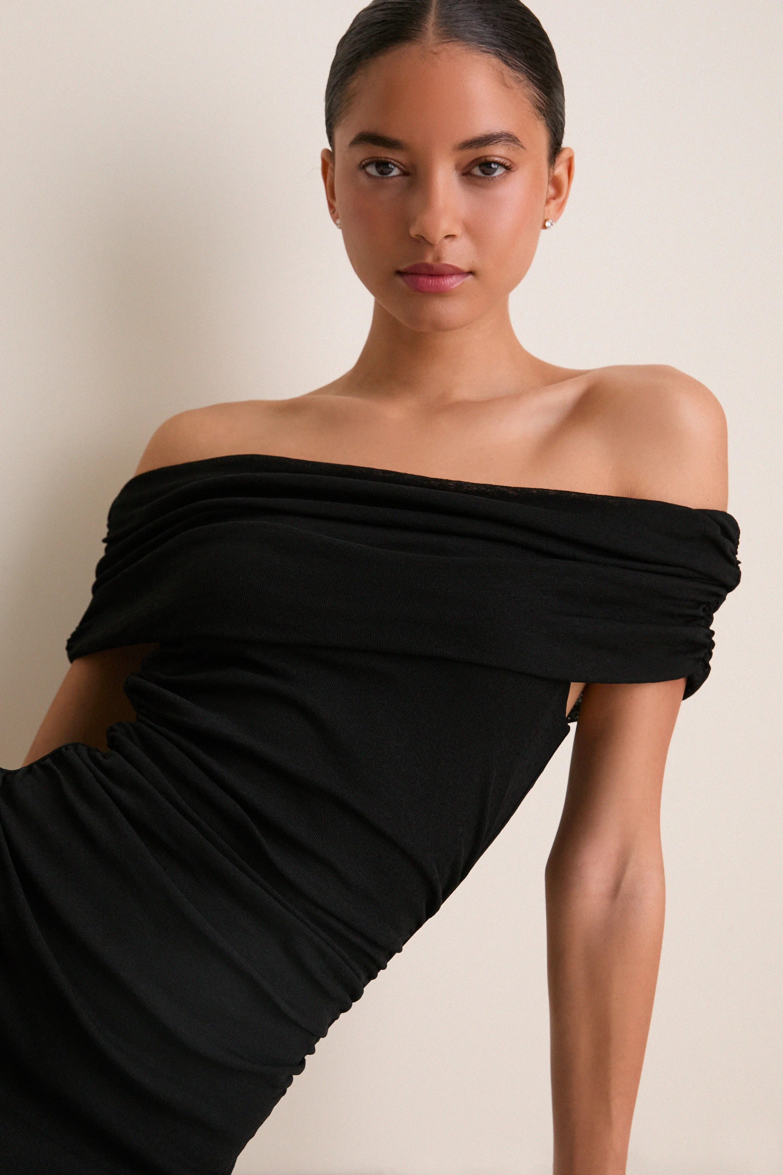 Black Rue Mesh Maxi Dress