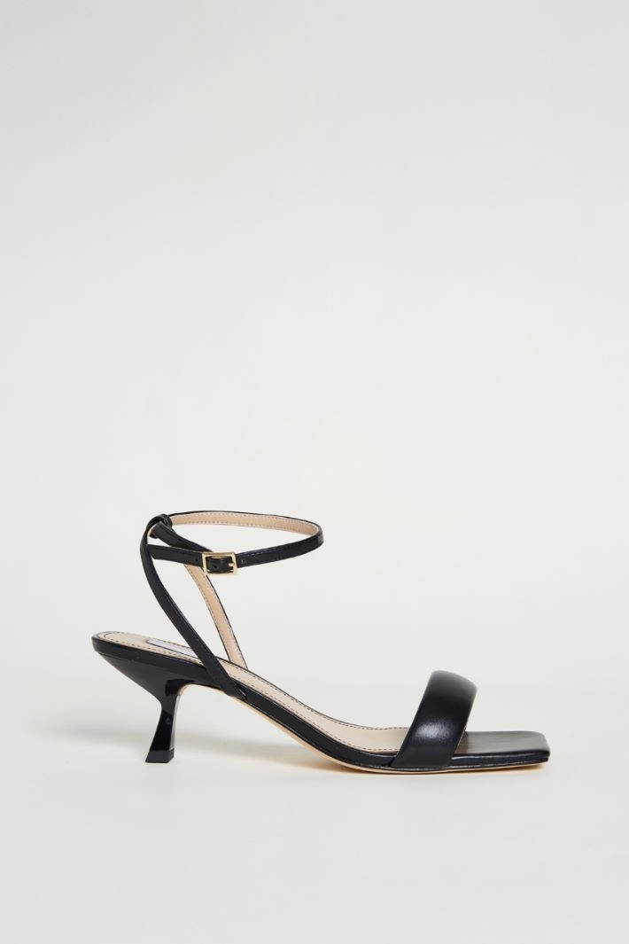 Coated fabric sandals - BLACK