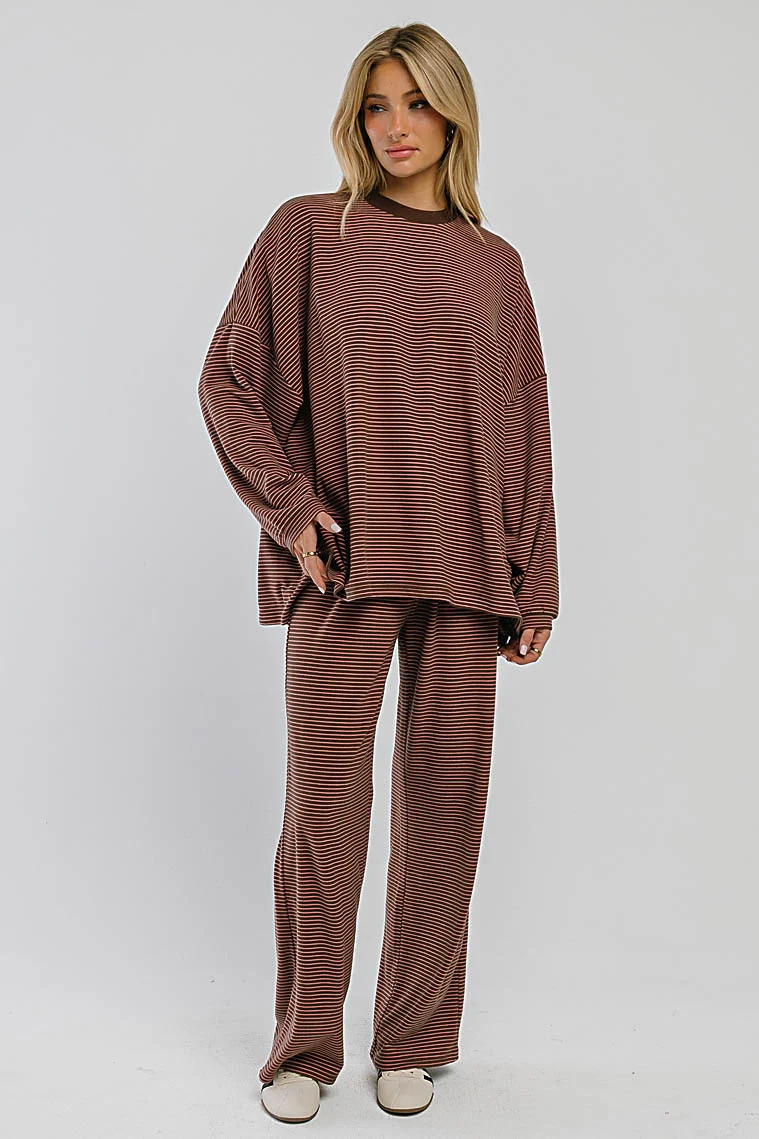 Shelby Striped Pants in Brown