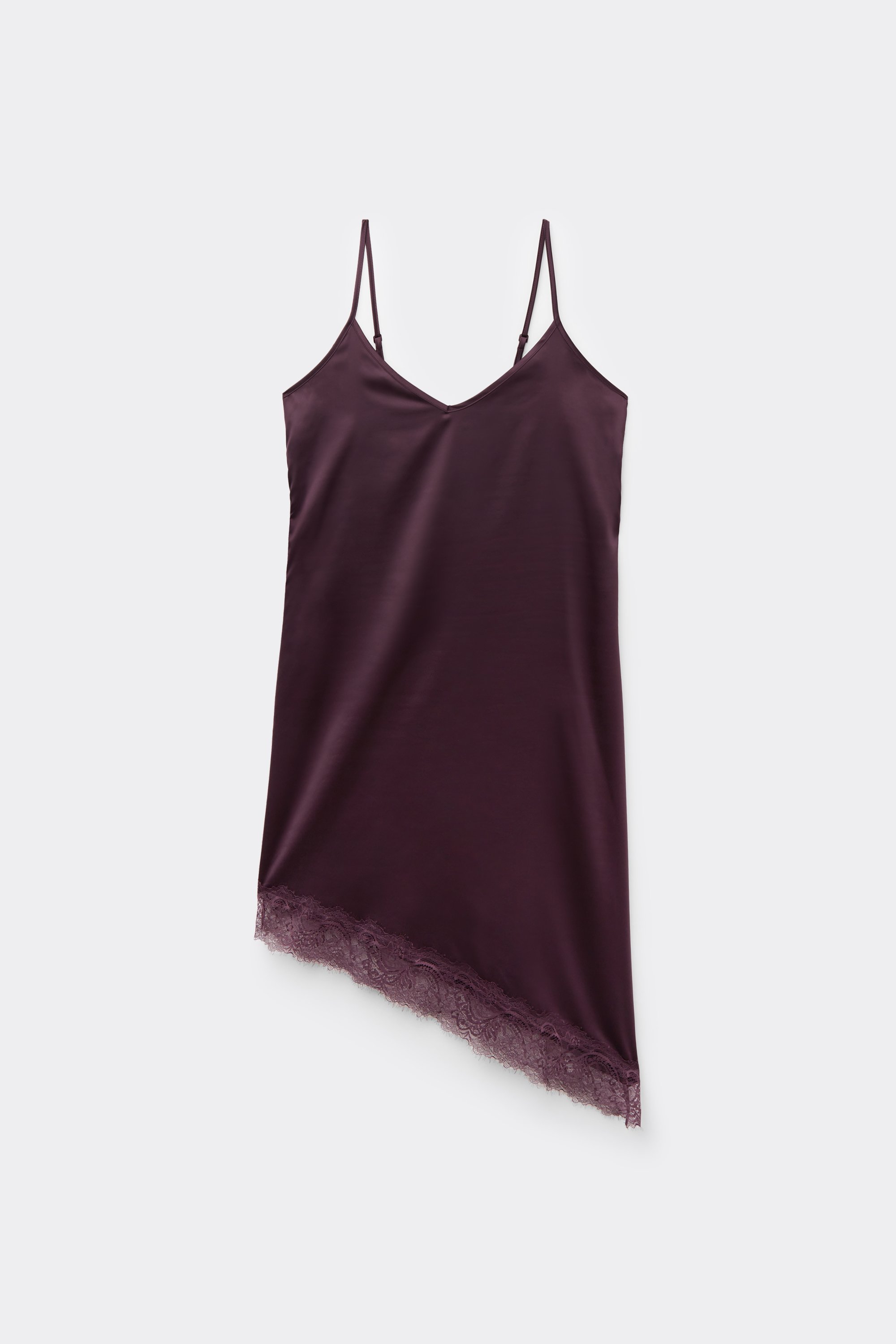 Asymmetric Satin and Lace Slip/Dress