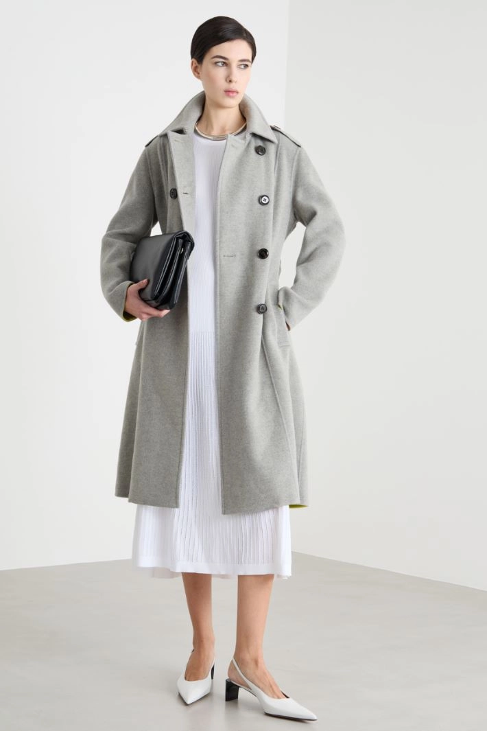 Belted double-breasted coat - GREY