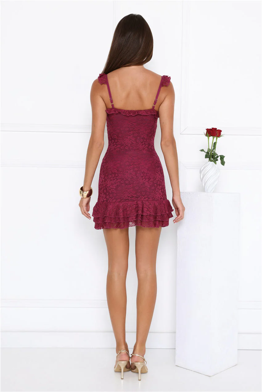 Little Sultry Lace Mini Dress Plum