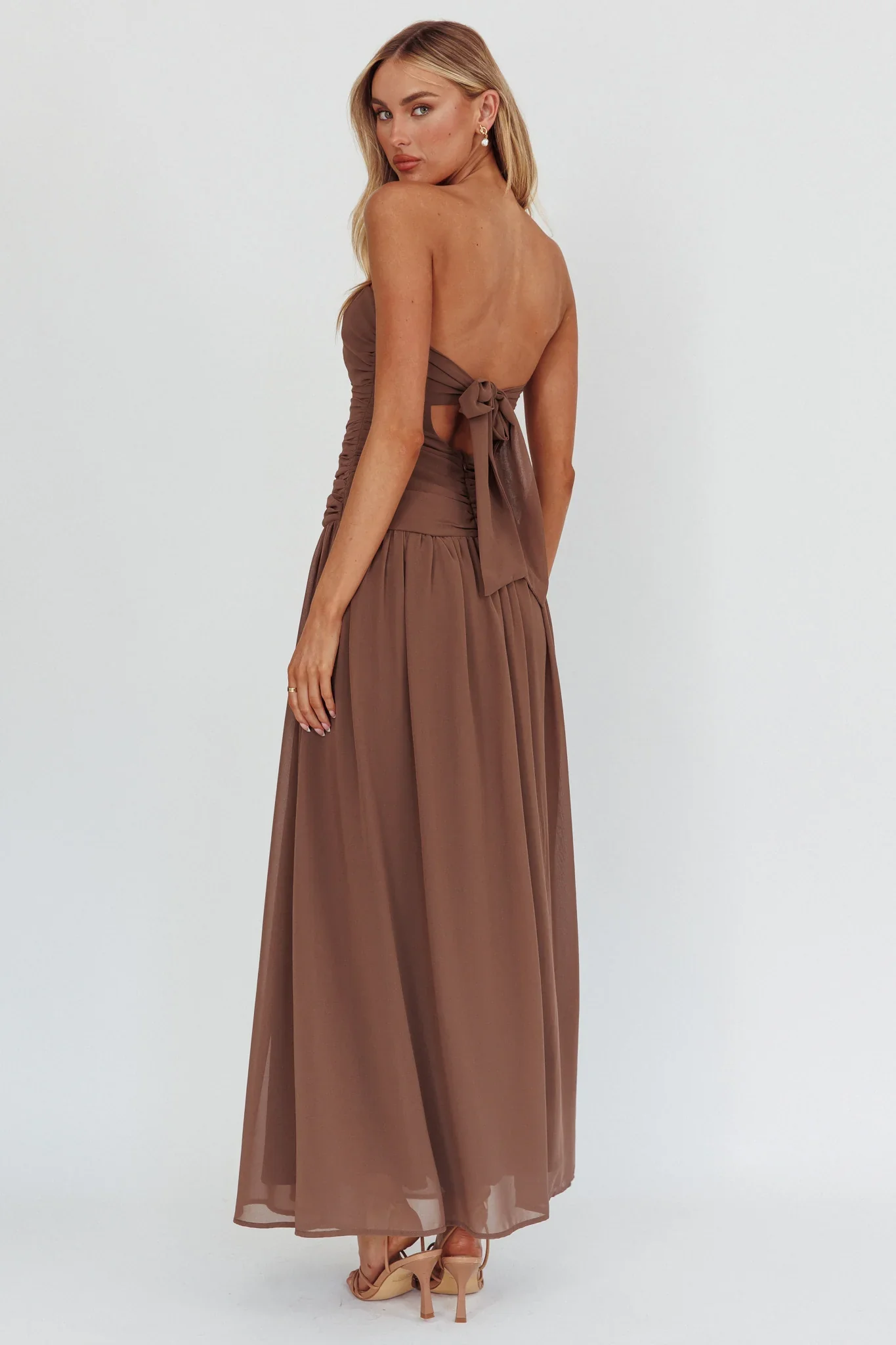 High Streets Strapless Maxi Dress Mocha