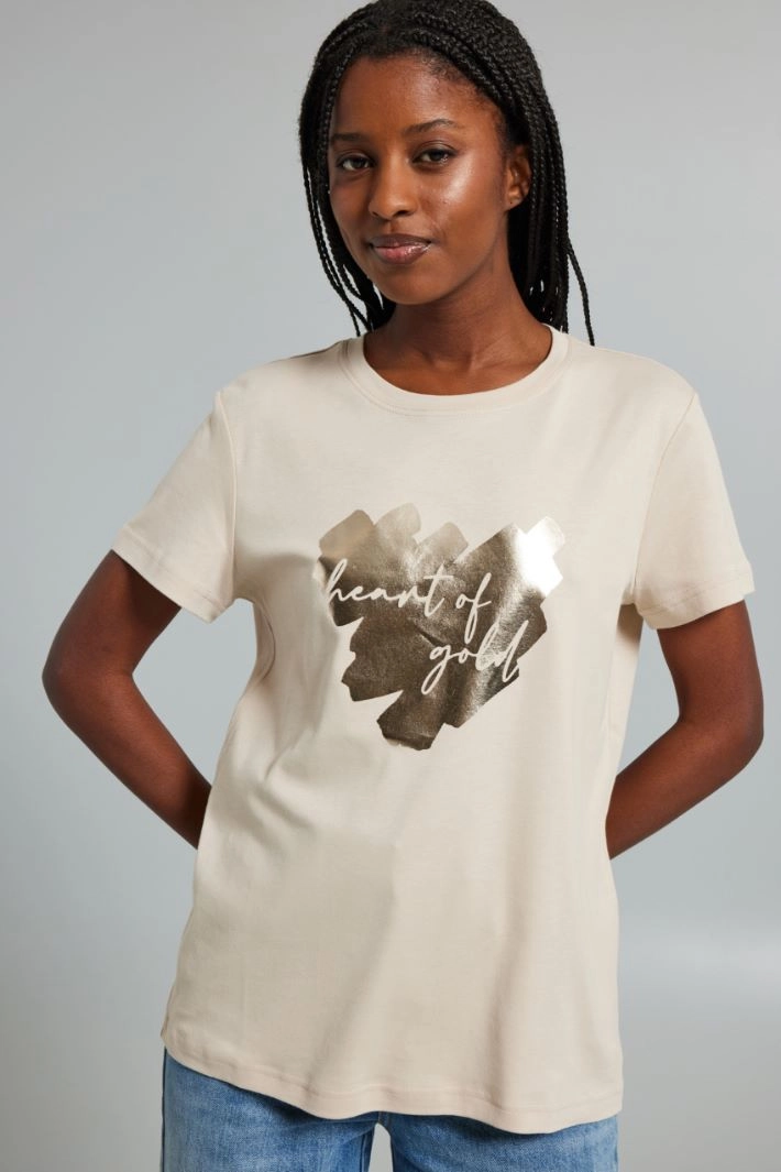 Printed jersey T-shirt - SAND