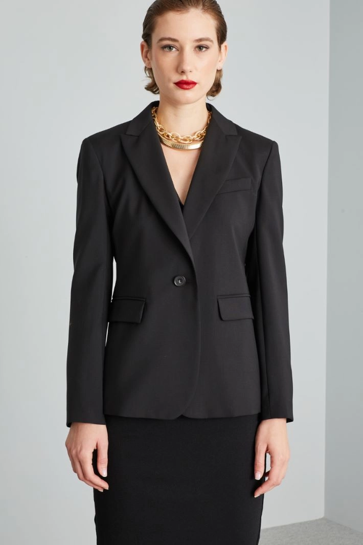 Blazer with single button - BLACK