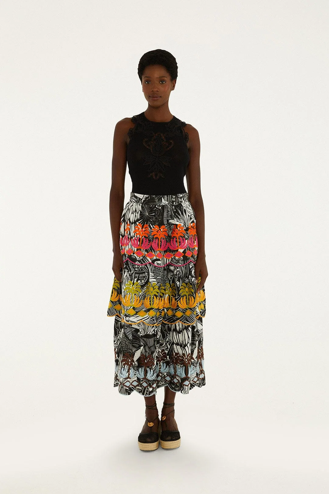 Black Ruta Layered Maxi Skirt