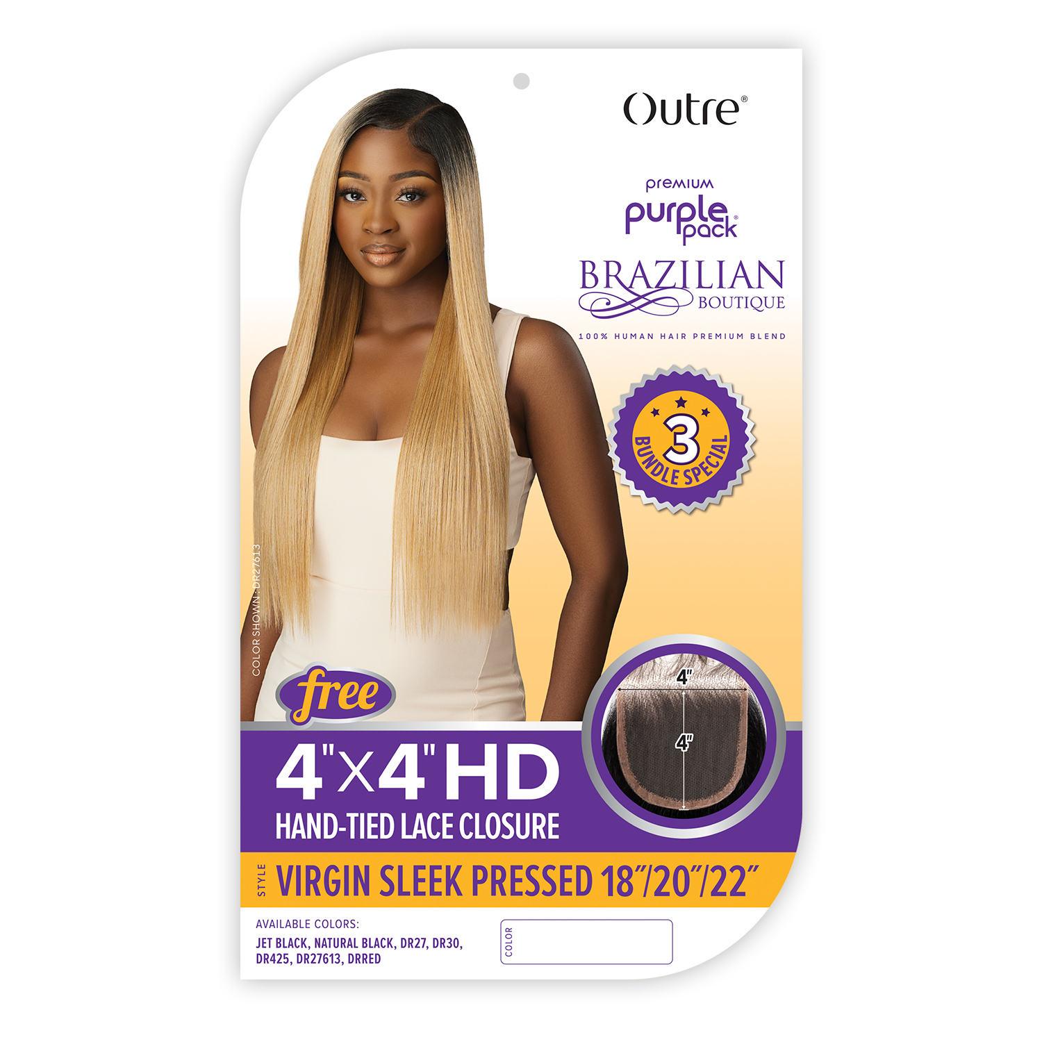 Outre Human Hair Blend Weave Premium Purple Pack Brazilian Boutique Virgin Sleek Pressed 18