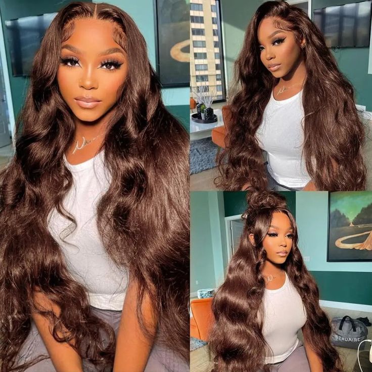 Ophirawig 6x5 invisible knots Glueless Chocolate Brown Body Wave Wig Pre-cut Lace Beginner Friendly