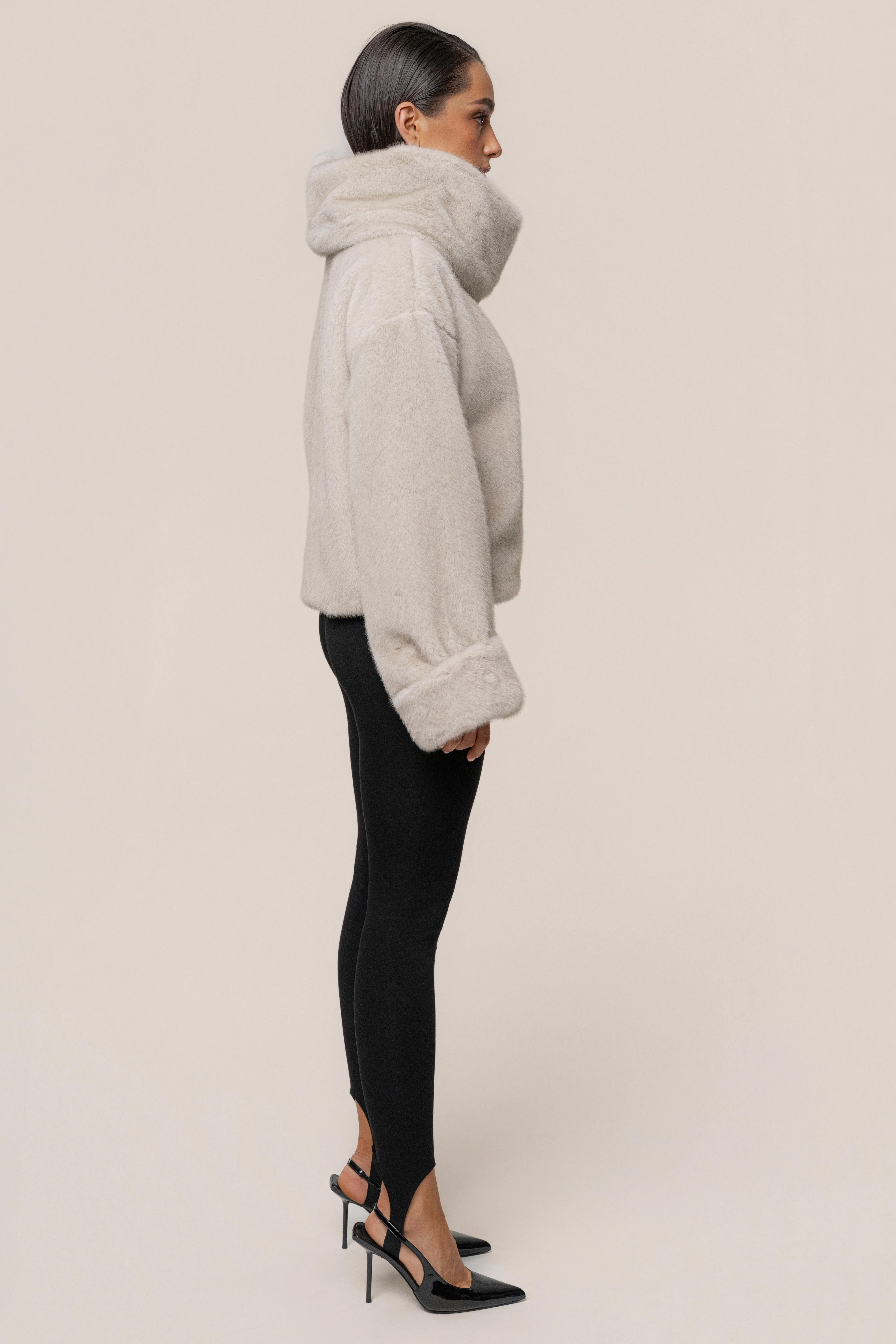 Stone Polished Faux Fur Pullover