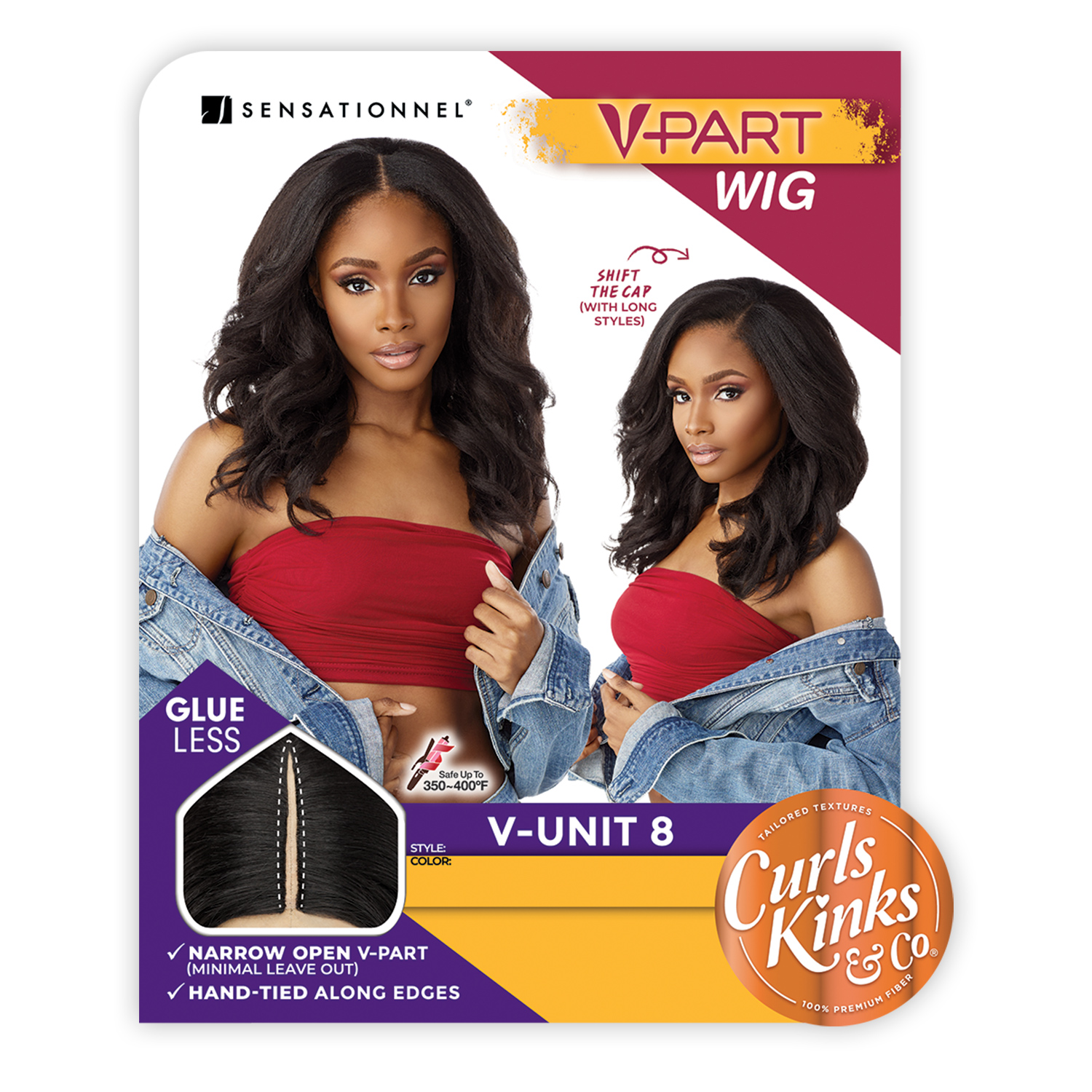 Sensationnel V-Part Wig Curls Kinks N Co Glueless V-Unit 8