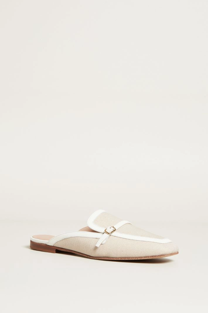 Leather sabot - BEIGE WHITE