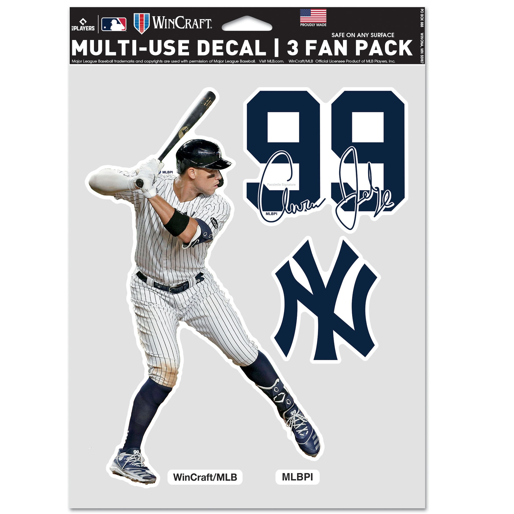 Aaron Judge #99 New York Yankees Player MLB Decals Set (3 Pcs.)