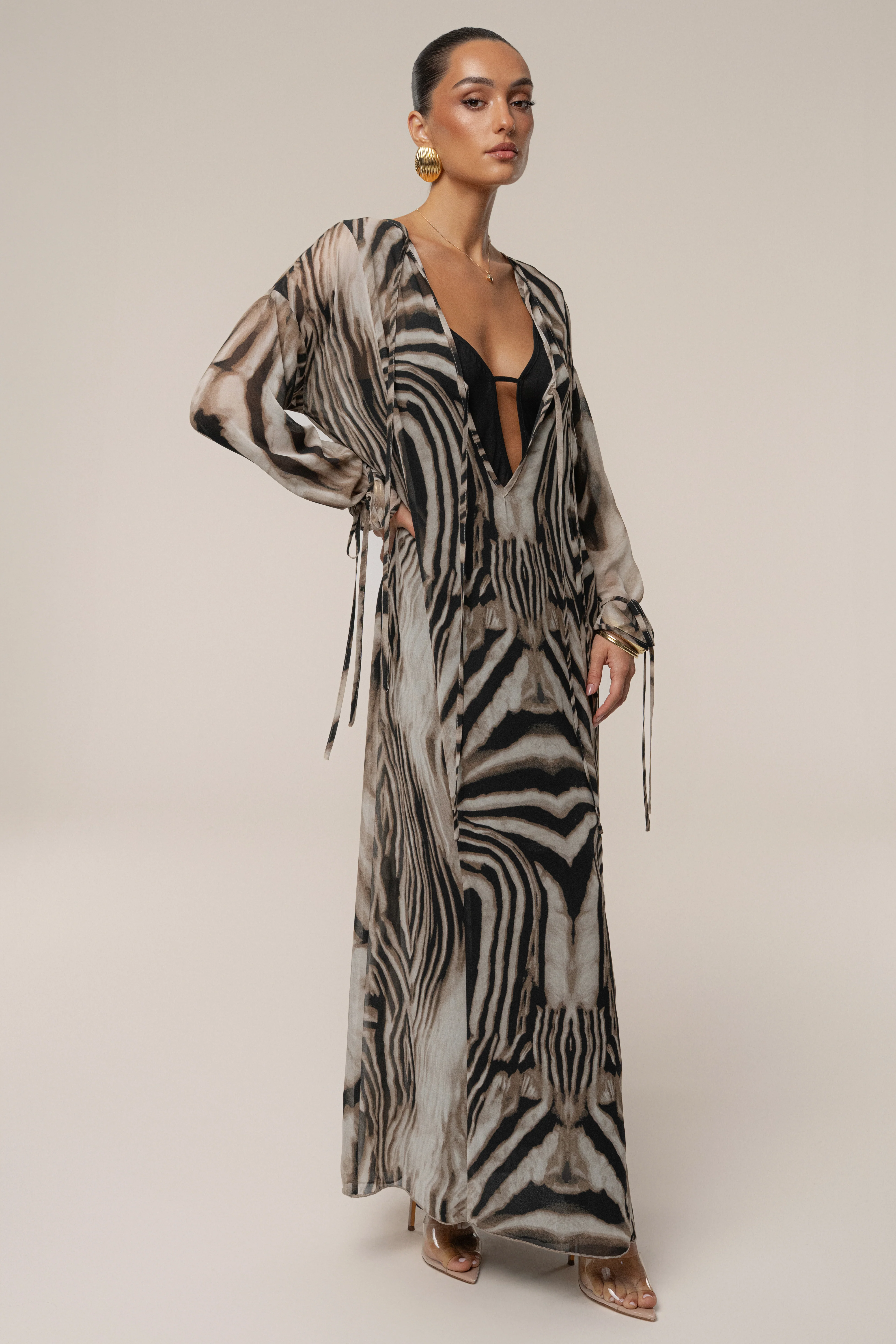 Brown Zebra Print New Vista Maxi Dress