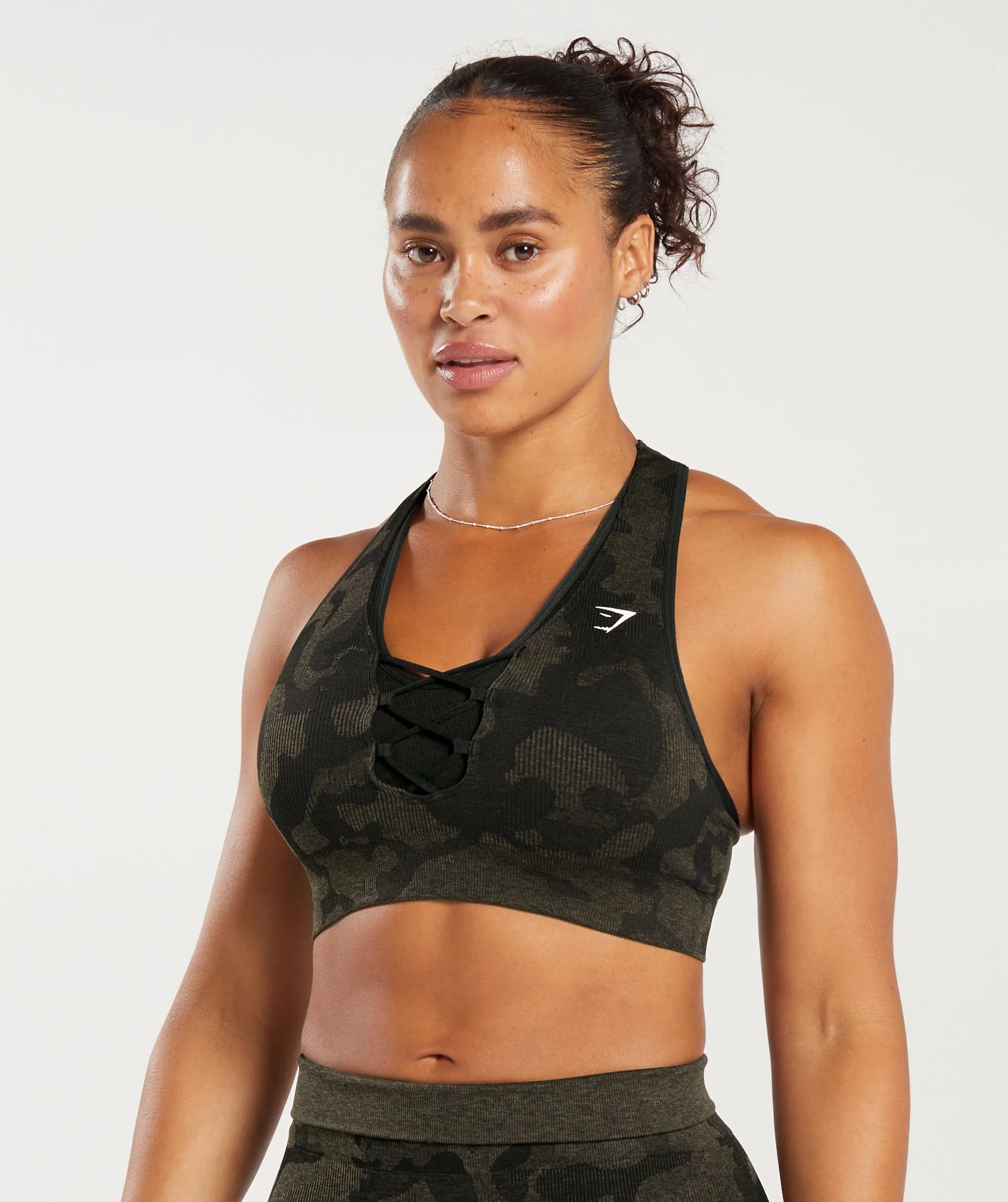 Adapt Camo Seamless Ribbed Sports Bra Black/Camo Brown