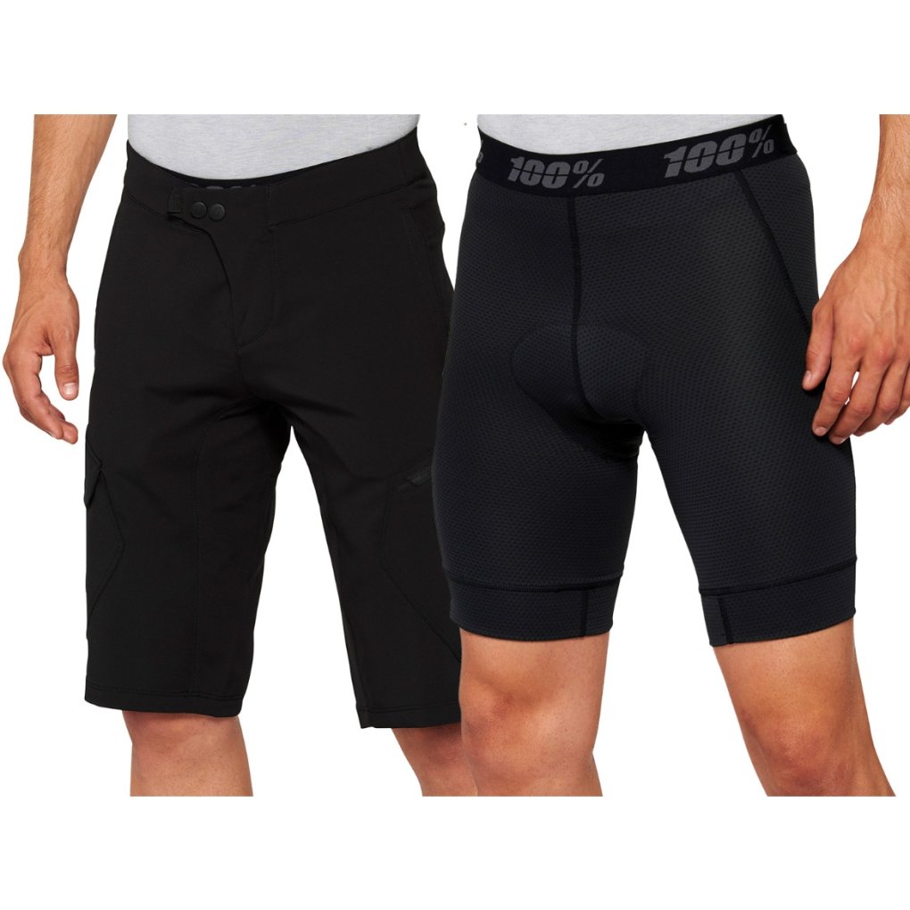 100% Ridecamp Shorts with Liner Men - black