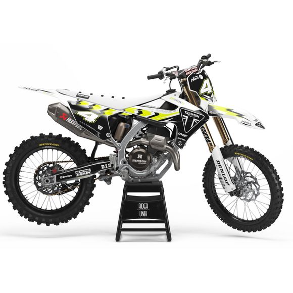 Kit déco RiderUnik GRIF - Blanc / NoirTRIUMPH 250 TF 250-E - 2025 - 2026Ref : RU2653 / TRI-GRIF-3