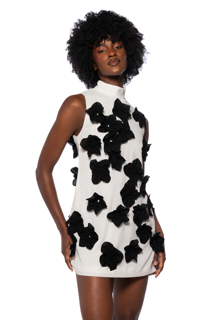 Allora Sleeveless Floral Applique Mini Dress