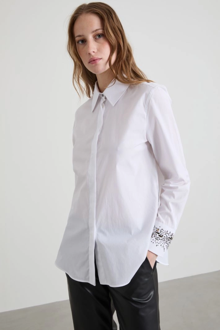 Camisa Oxford con pedrería - WHITE