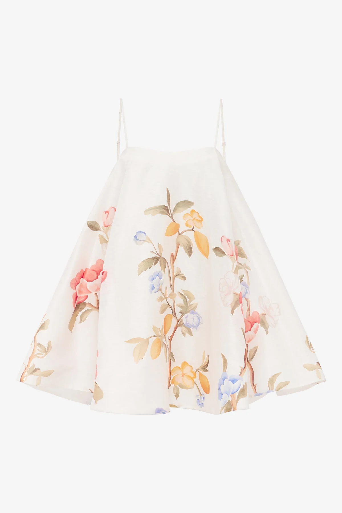 Caitlin Mini Dress - Lemon Vine Print in Snow