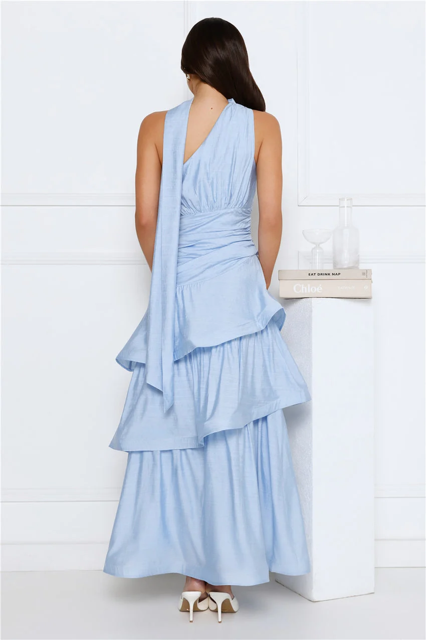 Cara One Shoulder Maxi Dress Blue