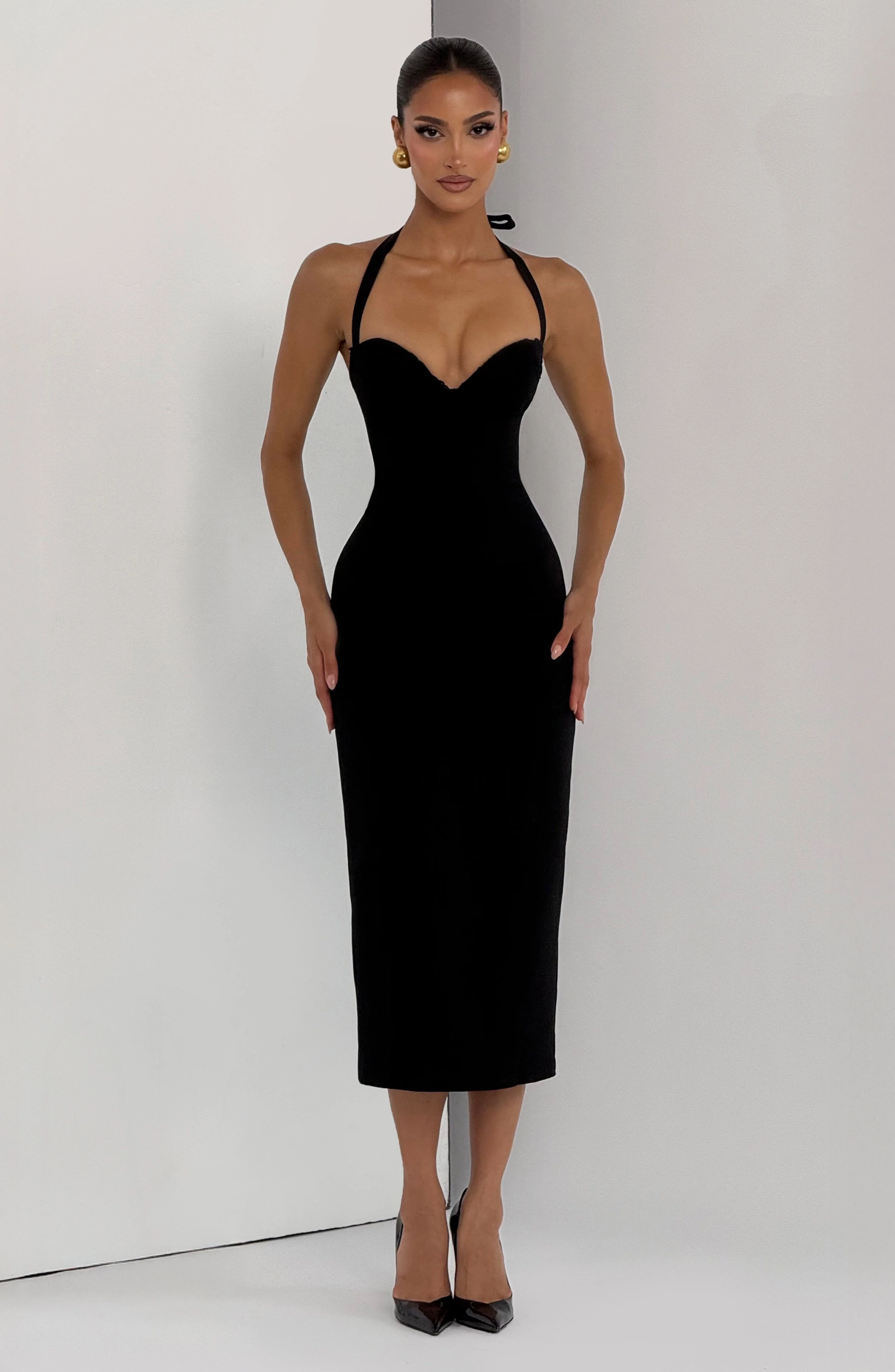 Cassia Midi Dress - Black