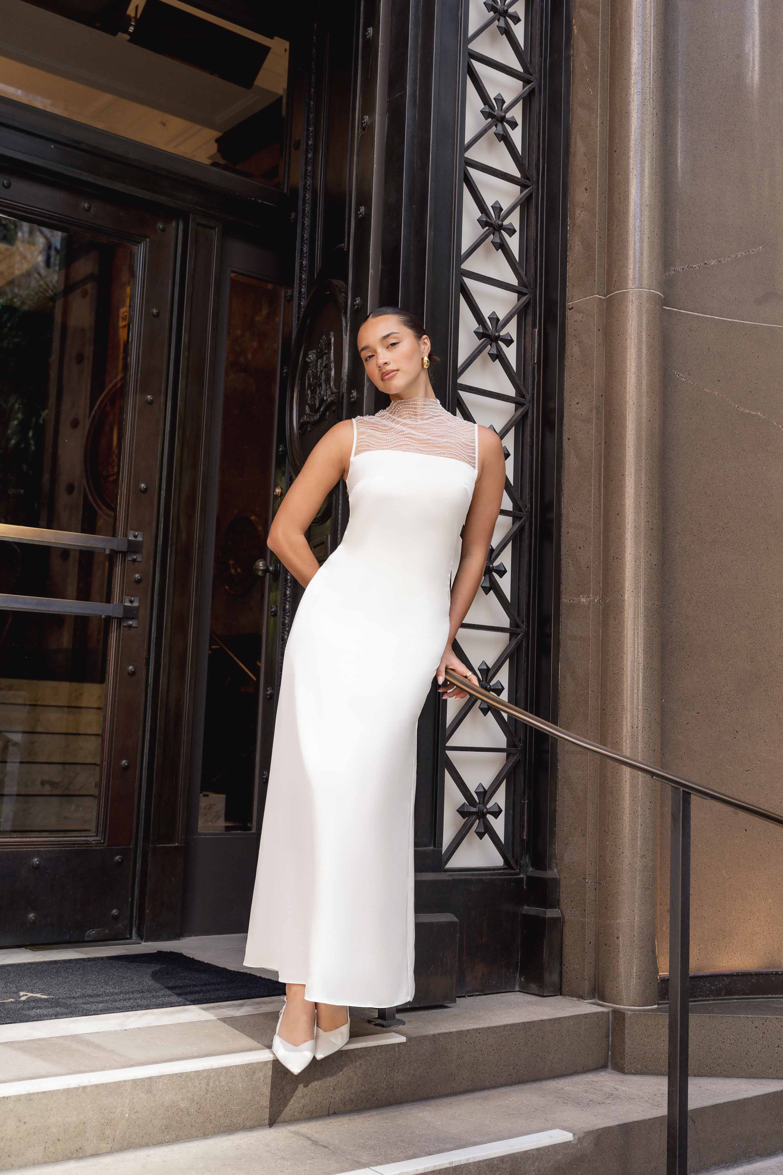 Margot Satin Gown in White